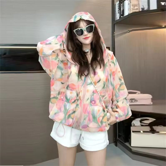Lightweight And Breathable Jacket For Women's Summer Short Hooded Jackets 2025 New Korean Loose Casual Sun Protection Clothing
